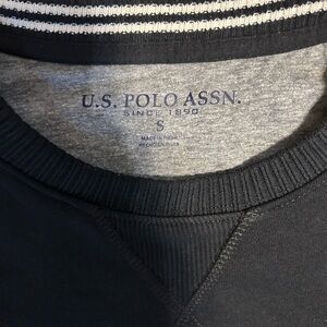 U.S. Polo Assn. Men's Black Crewneck with Gray Neck Lining